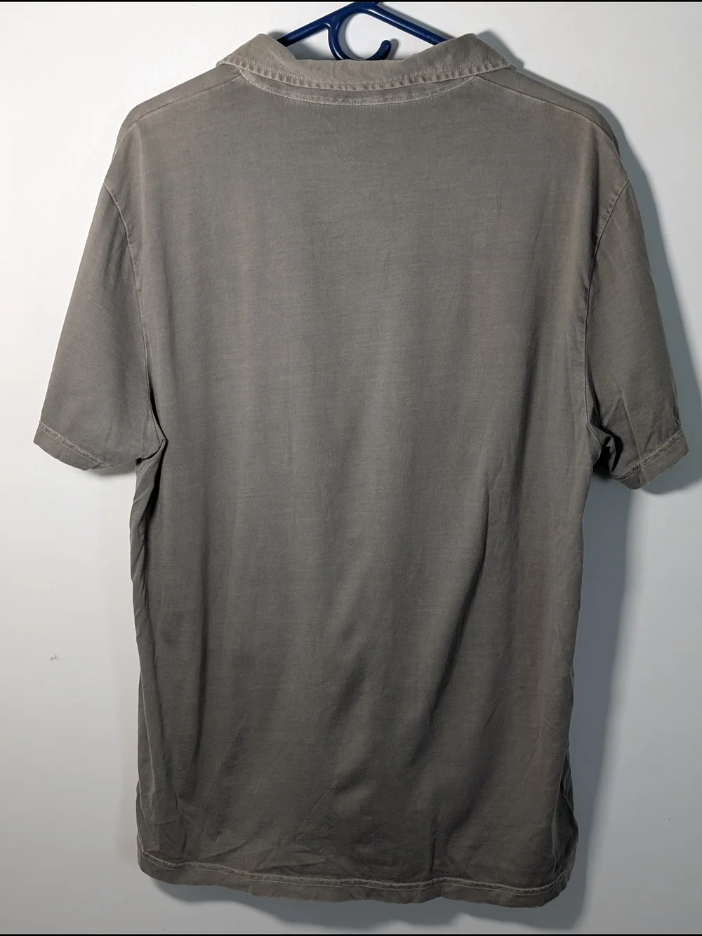 J.CREW Men's L Gray Solid Cotton Polo Shirt Short Sleeve Pocket Collared Button